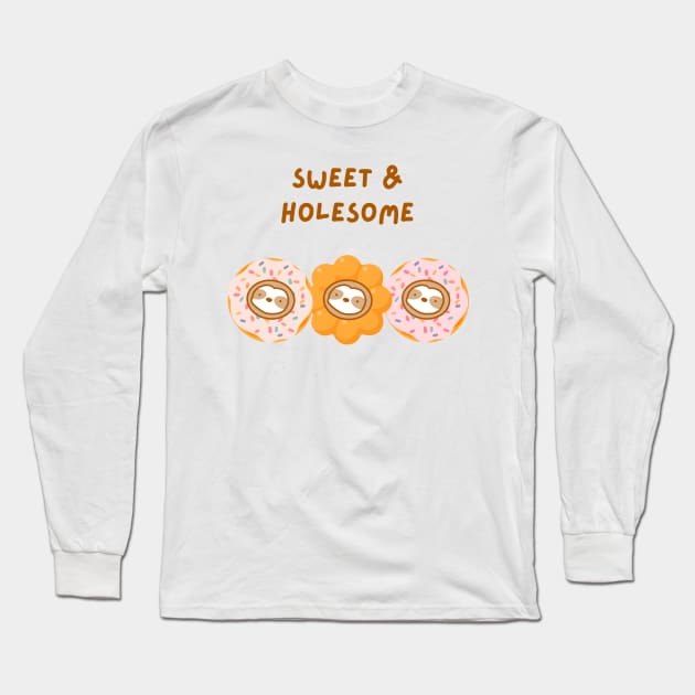 Cute Sweet and Wholesome Donut Sloths Long Sleeve T-Shirt by theslothinme